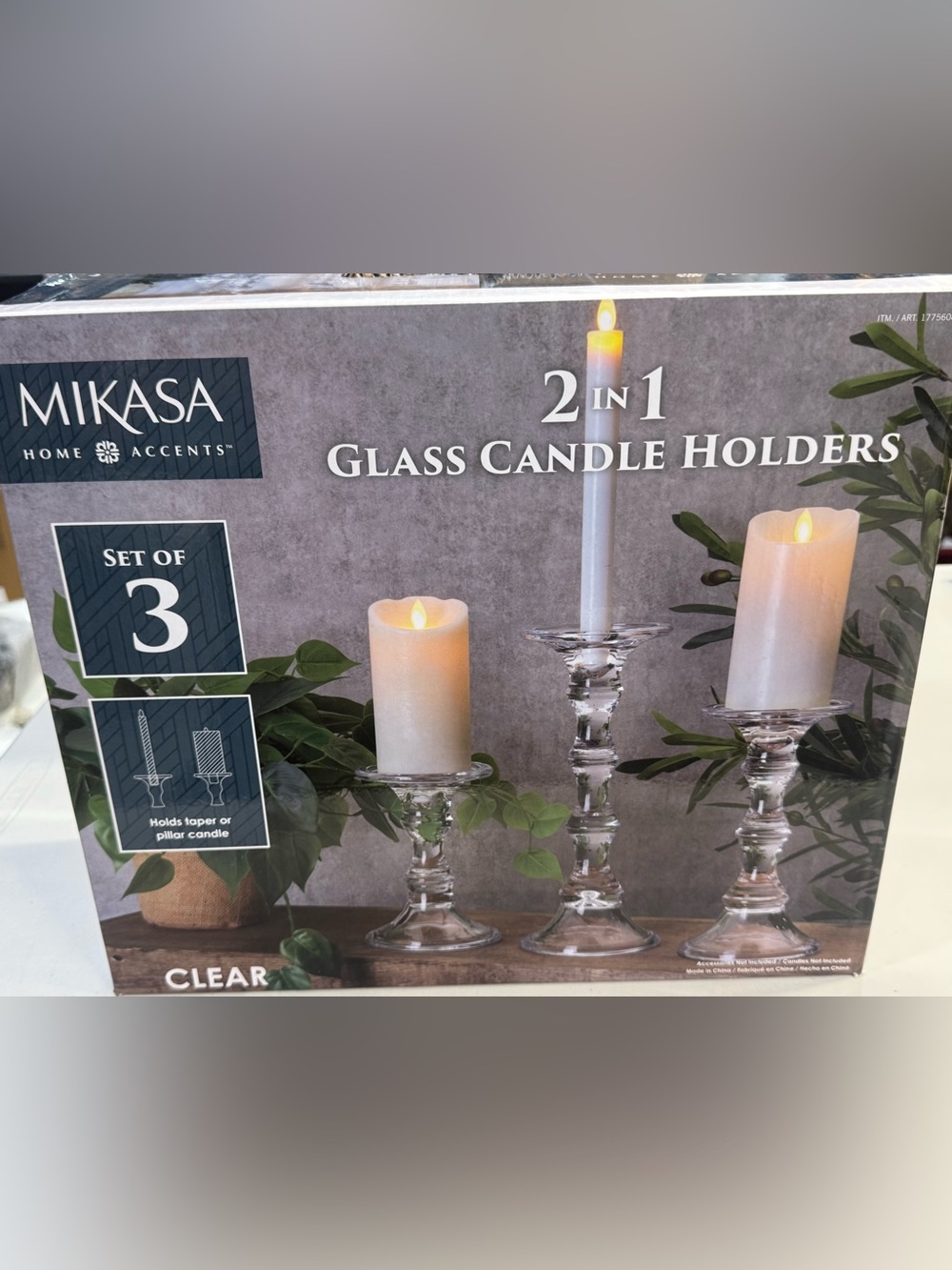 Mikasa 2 In 1 Glass Candle Holders | Set Of 3 | Home Decor | New